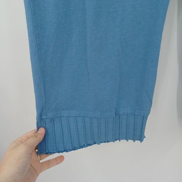 Focus Casual Life Blue Pleated Hem Straight Leg Pant Women's S Relaxed Lagenlook - Picture 4 of 9